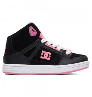 Kids' DC Girls Pure Sneakers Black Pink | UK 69180YDTG