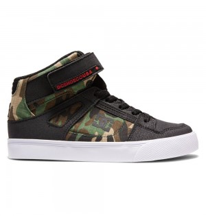 Kids' DC Pure High Elastic Lace High-Top Sneakers Black Camo | UK 95218NTBX