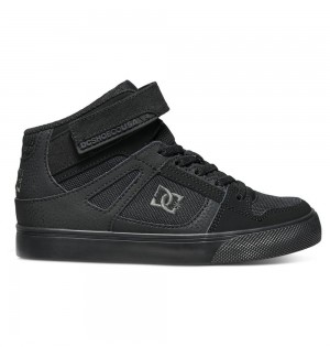 Kids' DC Pure High Elastic Lace High-Top Sneakers Black | UK 80324BEFZ