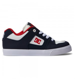 Kids' DC Pure Sneakers Navy Red | UK 79125YNDO