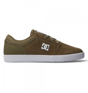 Men's DC Crisis 2 Skate Shoes Olive White | UK 94726LKGM