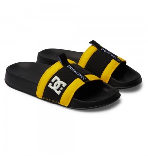 Men's DC Lynx Slides Black Yellow | UK 81540RNGI