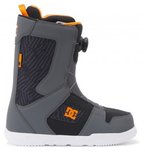 Men's DC Phase BOA® Snowboard Boots Grey Black Orange | UK 92513BRZW