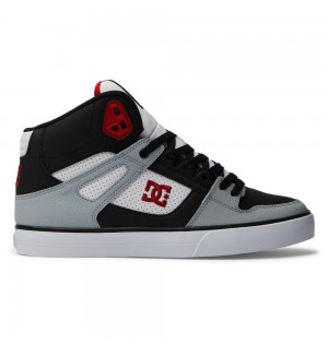 Men's DC Pure High-Top Sneakers Black Grey Red | UK 21865ENDW