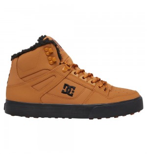 Men's DC Pure High-Top Winter Shoes Brown Black | UK 58273UMOG