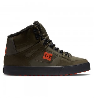 Men's DC Pure High-Top Winter Shoes Olive Orange | UK 72561WXZU