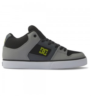 Men's DC Pure MID Mid-Top Sneakers Black Grey | UK 10249IYKU