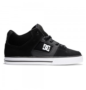 Men's DC Pure MID Mid-Top Sneakers Black White | UK 87150SRGB