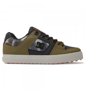 Men's DC Pure Winterized Skate Shoes Black Olive | UK 03827VXCJ