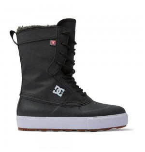 Men's DC Reach Water-Resistant Snowboard Boots Black White | UK 48752LKRA