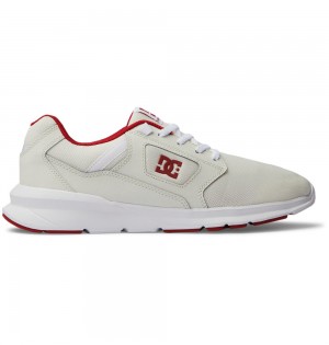 Men's DC Skyline Lightweight Sneakers White Red | UK 58964BZVI