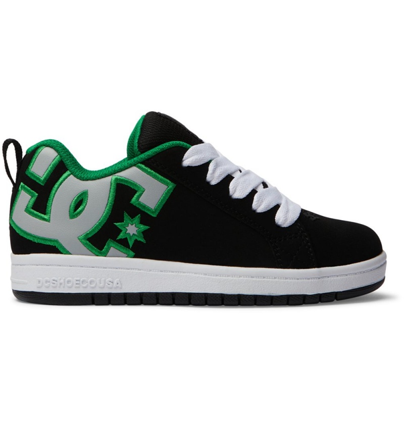 Kids\' DC Court Graffik Sneakers Black Green | UK 08139RDFM