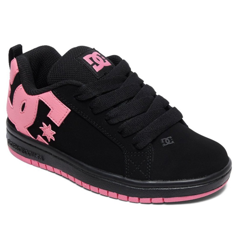 Kids' DC Court Graffik Sneakers Black Pink | UK 74930CMUD