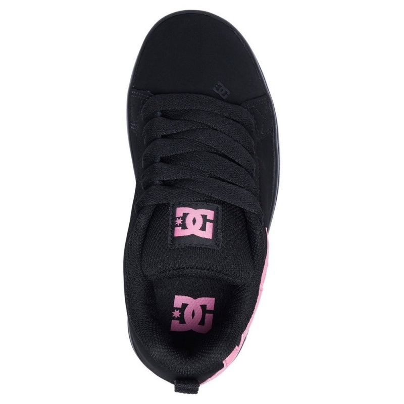 Kids' DC Court Graffik Sneakers Black Pink | UK 74930CMUD