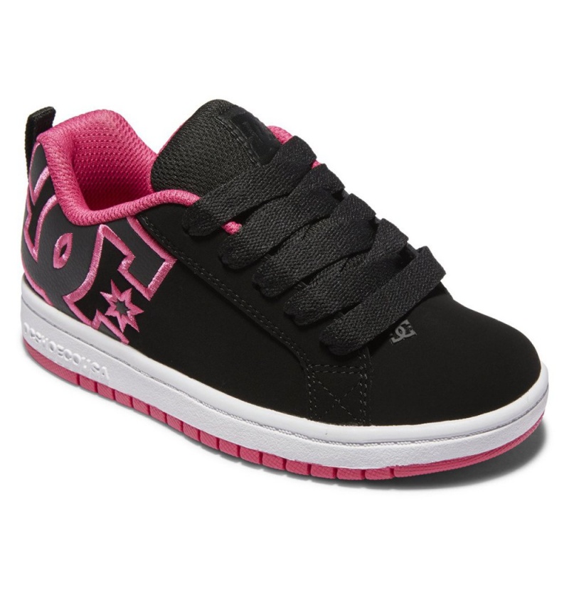 Kids' DC Court Graffik Sneakers Black Pink | UK 65283RJGY