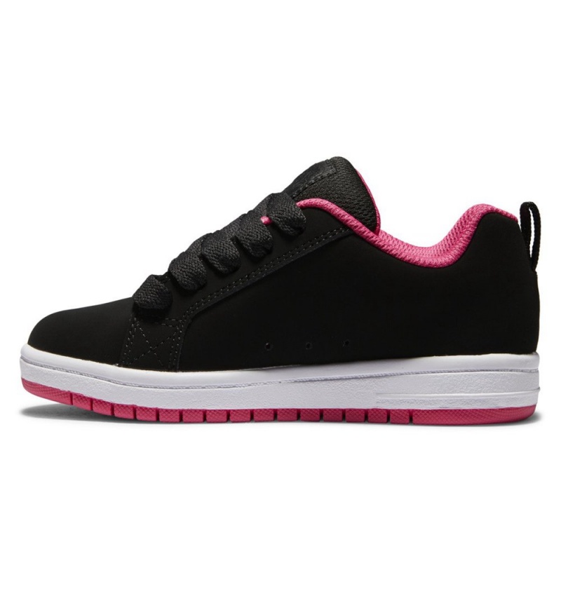 Kids' DC Court Graffik Sneakers Black Pink | UK 65283RJGY