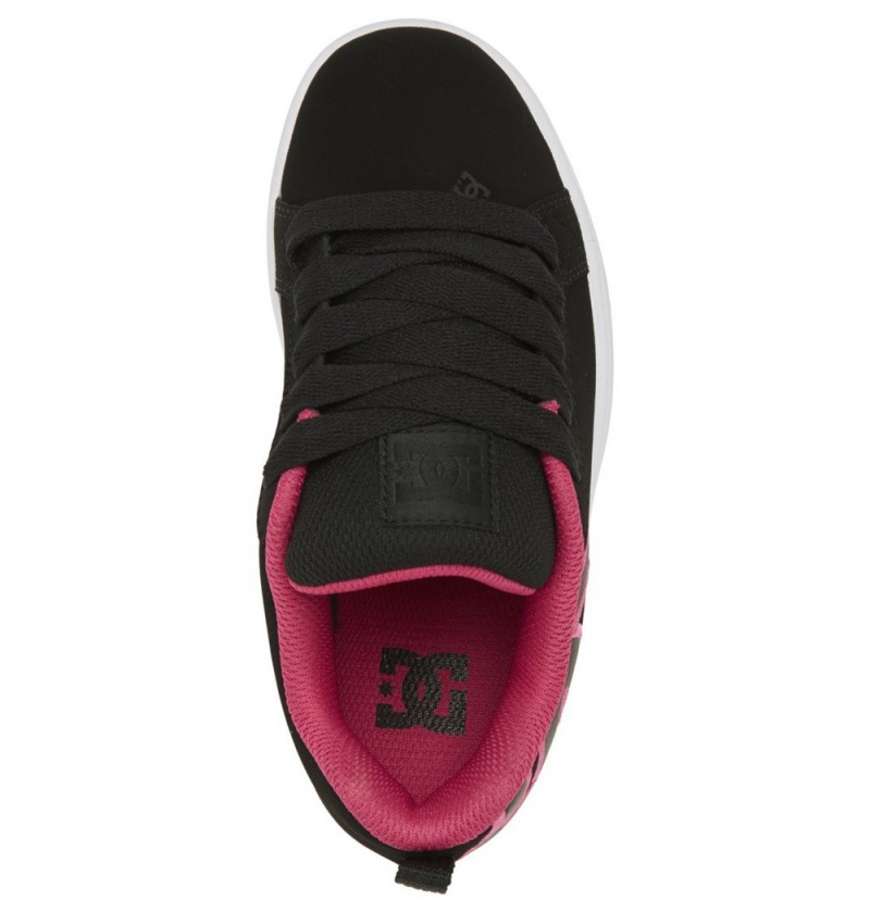 Kids' DC Court Graffik Sneakers Black Pink | UK 65283RJGY