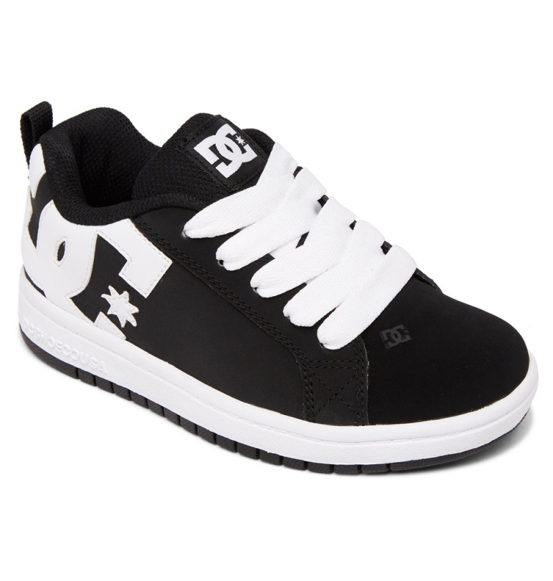 Kids' DC Court Graffik Sneakers Black White | UK 32157CFES