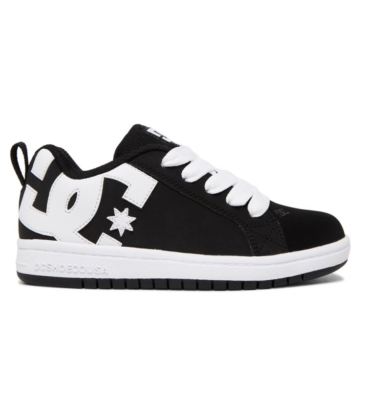 Kids\' DC Court Graffik Sneakers Black White | UK 32157CFES