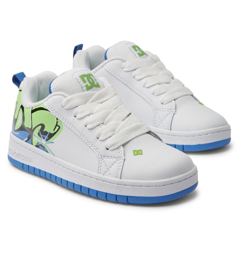 Kids' DC Court Graffik Sneakers White | UK 05492ZWTQ