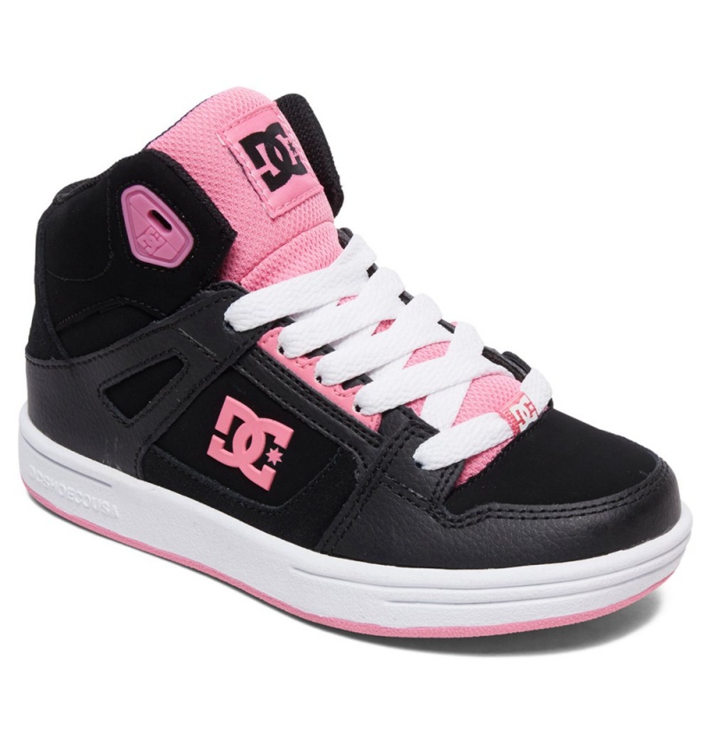 Kids' DC Girls Pure Sneakers Black Pink | UK 69180YDTG