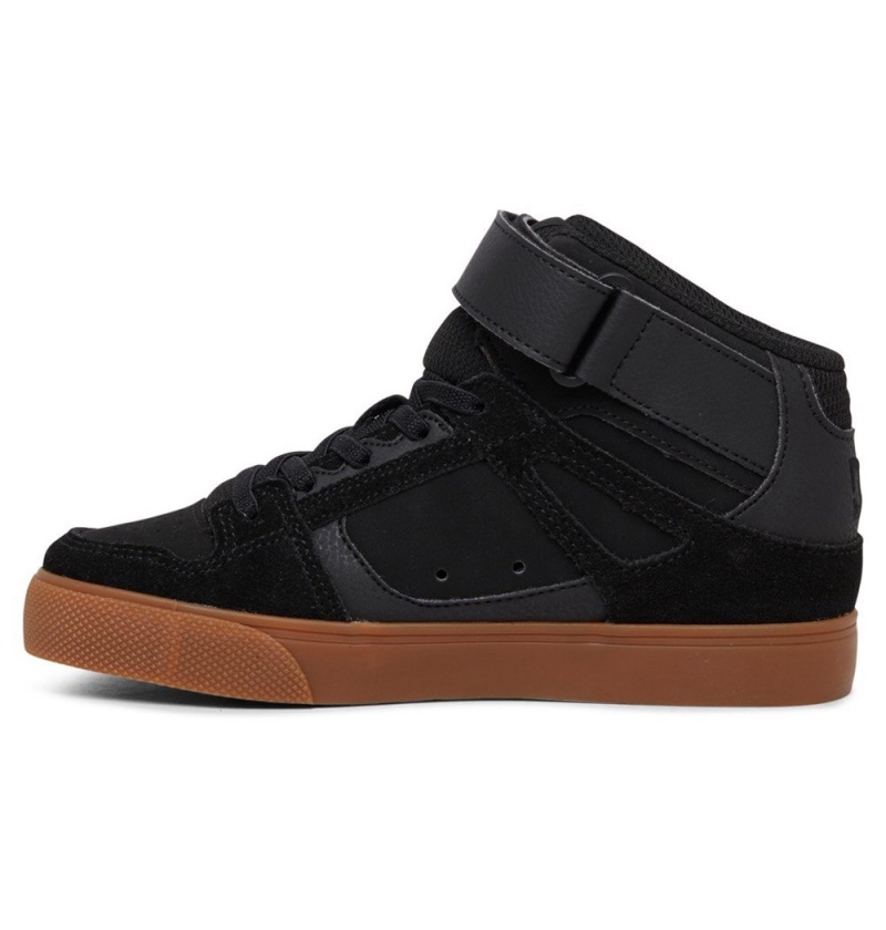 Kids' DC Pure High Elastic Lace High-Top Sneakers Black | UK 64795KRFN