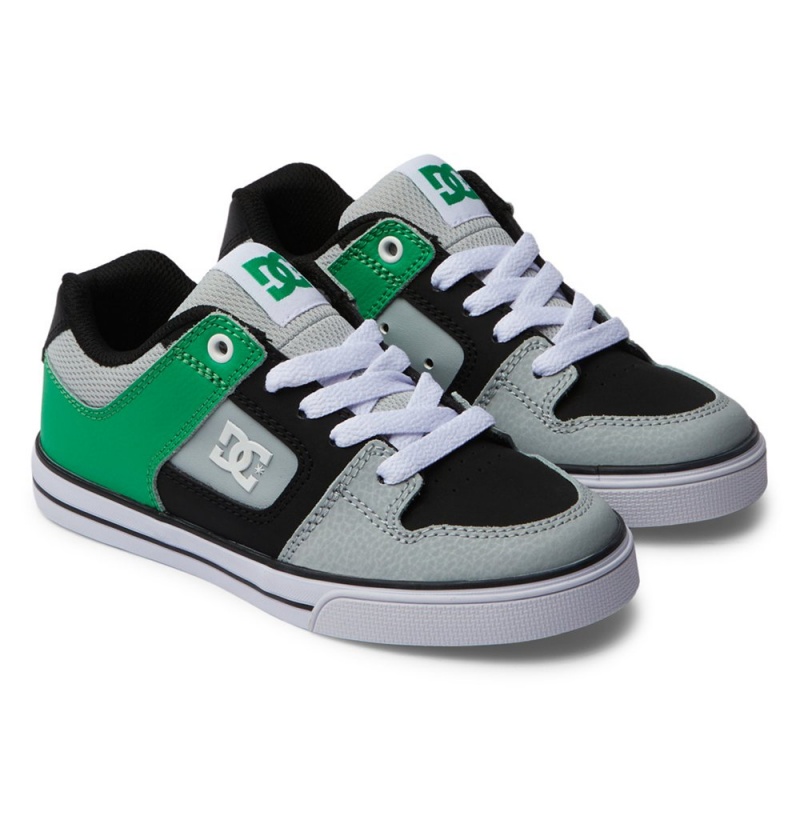 Kids' DC Pure Sneakers Black Green | UK 35089VMFI