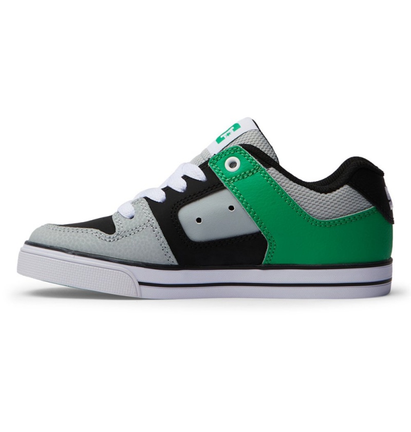 Kids' DC Pure Sneakers Black Green | UK 35089VMFI