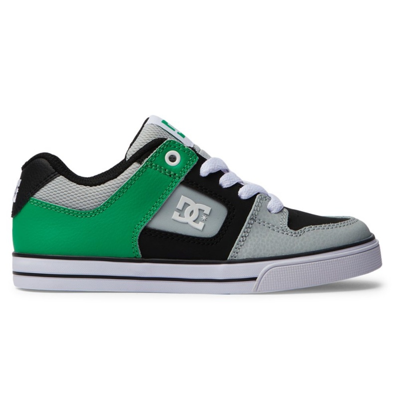 Kids\' DC Pure Sneakers Black Green | UK 35089VMFI