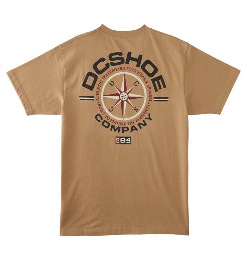 Men's DC Compass HSS T-Shirt Brown | UK 62081VXIB