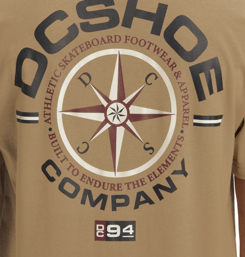 Men's DC Compass HSS T-Shirt Brown | UK 62081VXIB