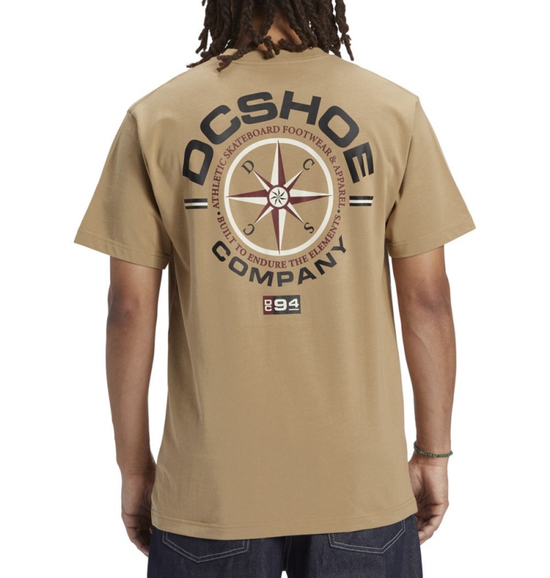 Men's DC Compass HSS T-Shirt Brown | UK 62081VXIB