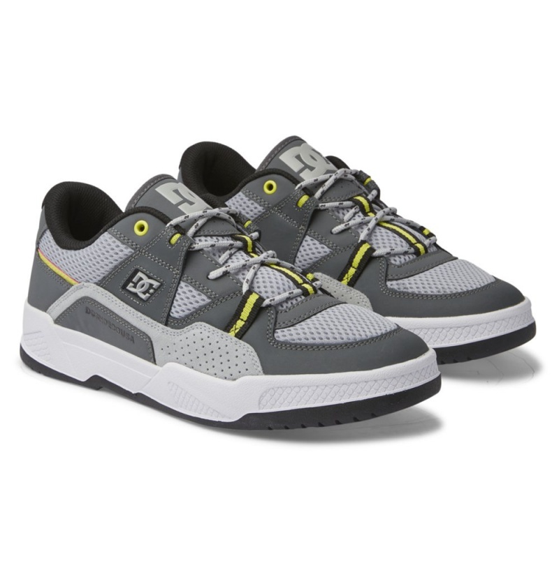 Men's DC Construct Sneakers White Grey Yellow | UK 63279QWLZ