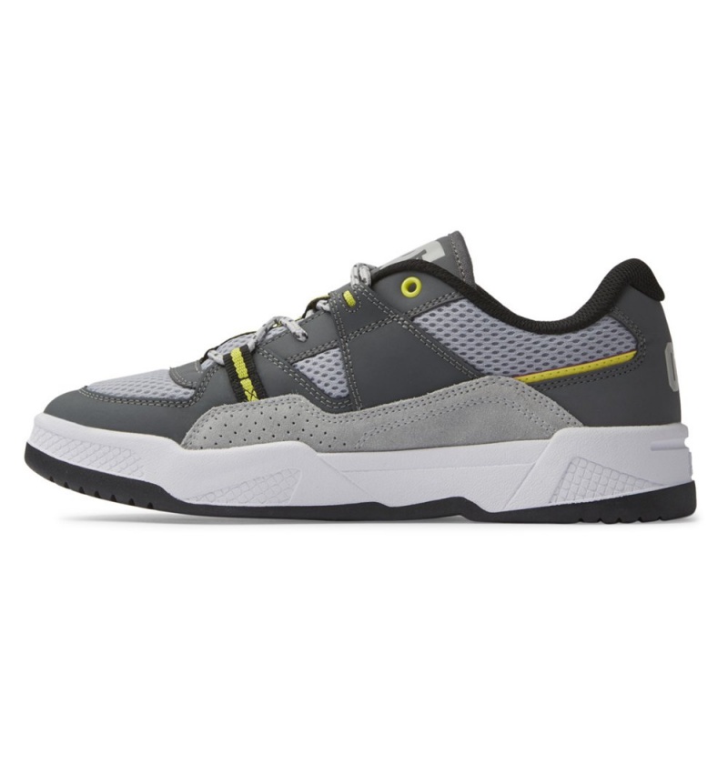 Men's DC Construct Sneakers White Grey Yellow | UK 63279QWLZ