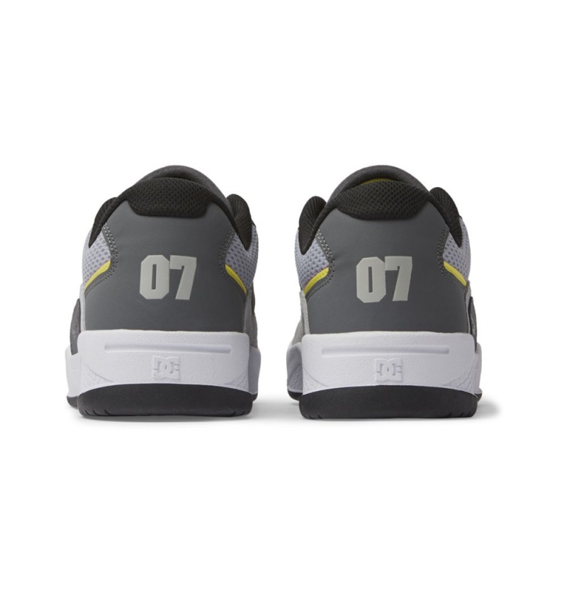 Men's DC Construct Sneakers White Grey Yellow | UK 63279QWLZ