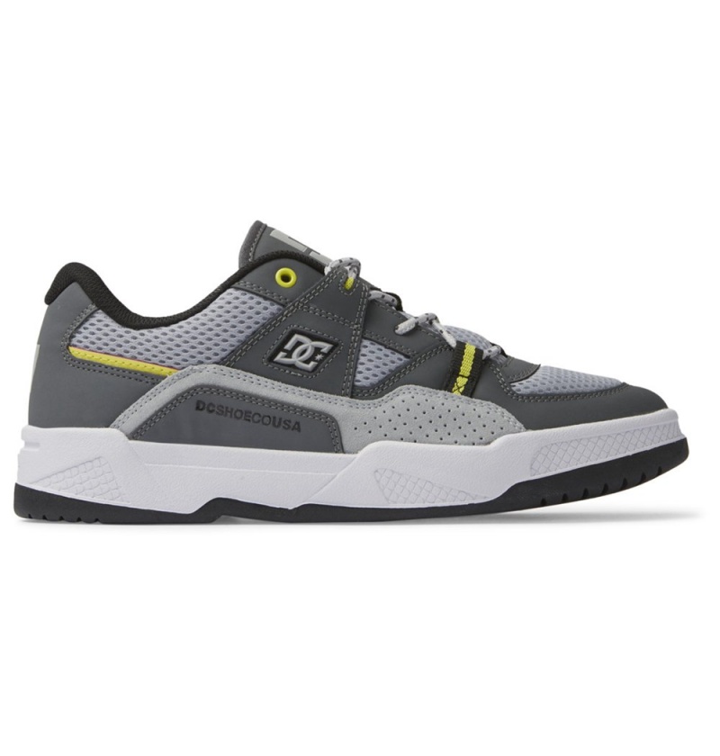 Men\'s DC Construct Sneakers White Grey Yellow | UK 63279QWLZ