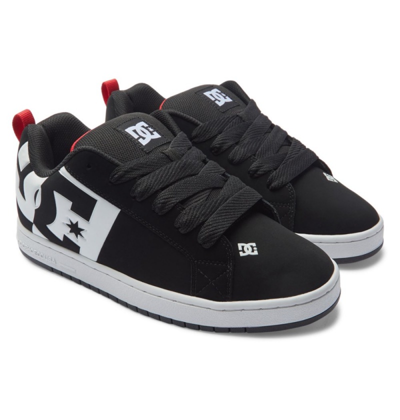 Men's DC Court Graffik Sneakers Black White Red | UK 38524OKQD