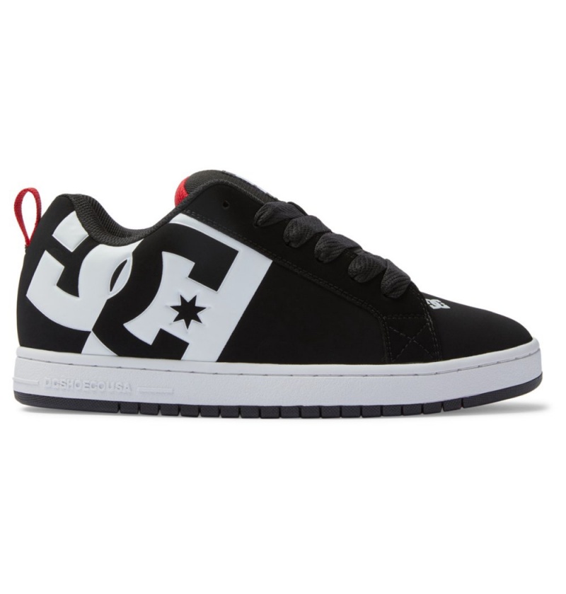 Men\'s DC Court Graffik Sneakers Black White Red | UK 38524OKQD