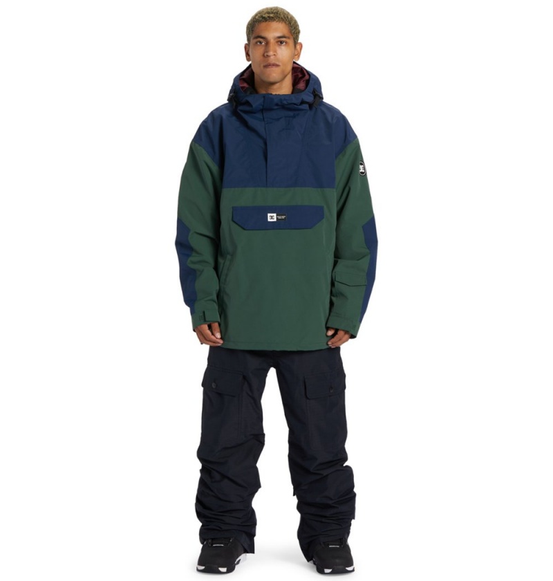 Men's DC Dc-43 Technical Anorak Jackets Green Blue | UK 94250UZFQ