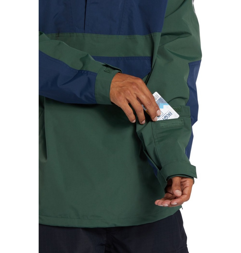 Men's DC Dc-43 Technical Anorak Jackets Green Blue | UK 94250UZFQ