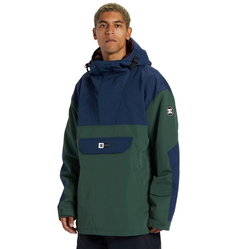 Men's DC Dc-43 Technical Anorak Jackets Green Blue | UK 94250UZFQ