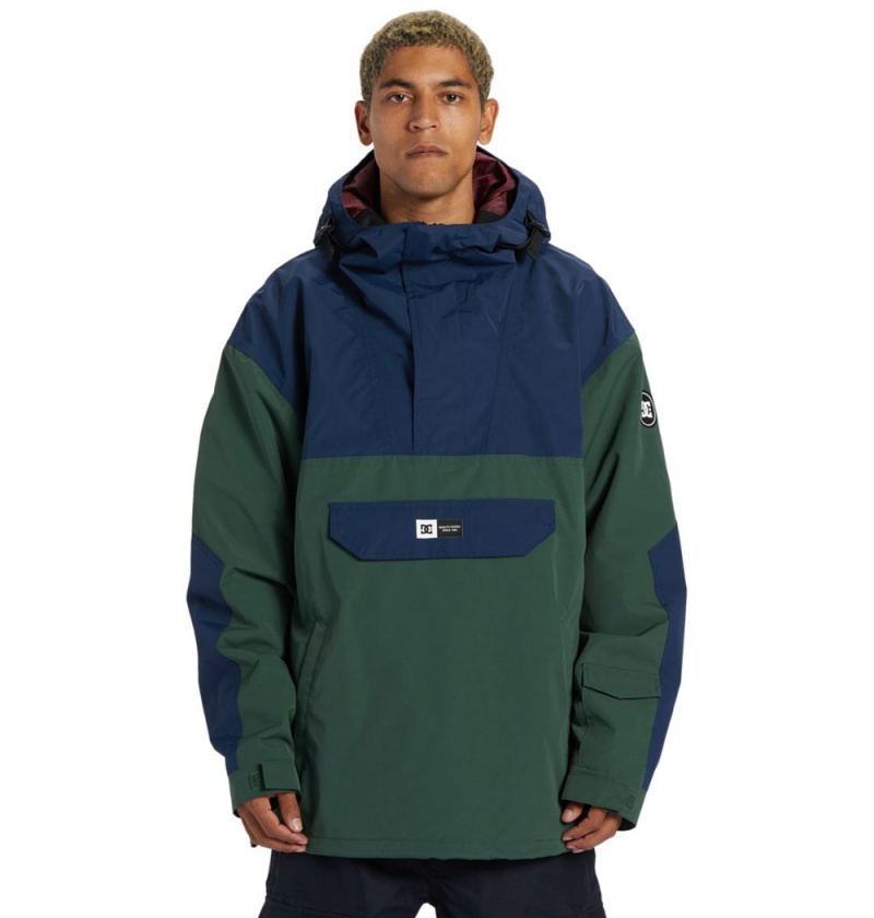 Men\'s DC Dc-43 Technical Anorak Jackets Green Blue | UK 94250UZFQ