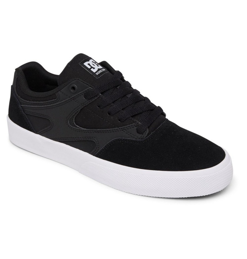 Men's DC Kalis Vulc Skate Shoes Black White | UK 35680AXOB