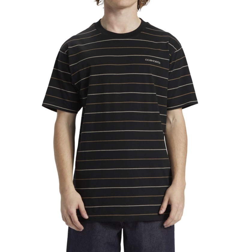 Men's DC Lowstate Stripe Short Sleeve Knit T-Shirt Black | UK 92167WOXA