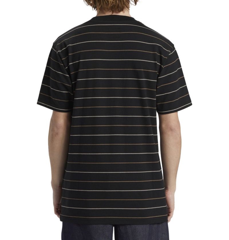 Men's DC Lowstate Stripe Short Sleeve Knit T-Shirt Black | UK 92167WOXA