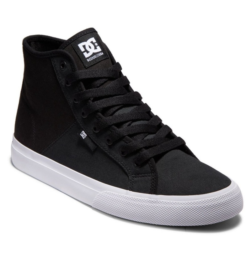 Men's DC Manual HI Textile High-Top Sneakers Black White | UK 82304FBOL