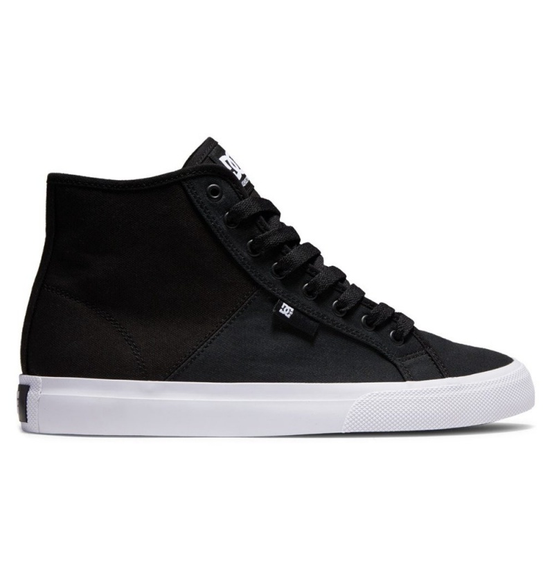 Men\'s DC Manual HI Textile High-Top Sneakers Black White | UK 82304FBOL