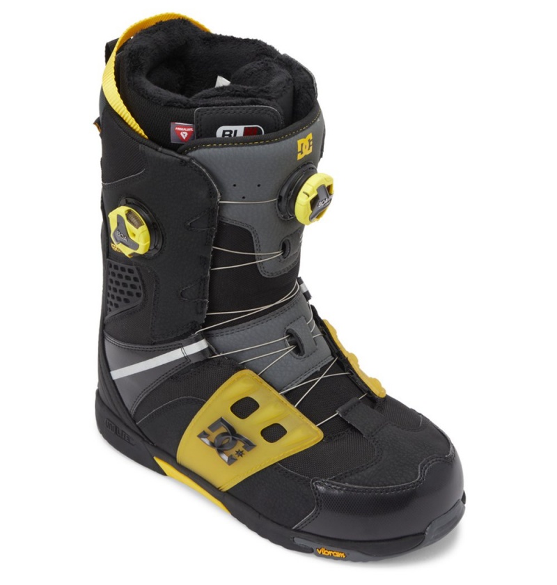 Men's DC Phantom BOA® Snowboard Boots Black Yellow | UK 27863GHVY