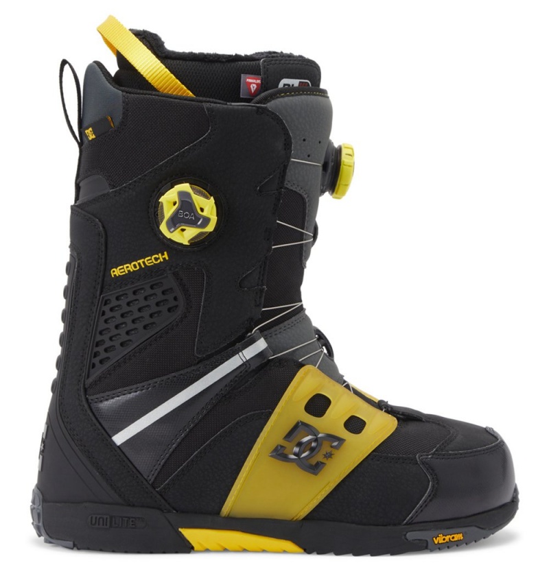 Men\'s DC Phantom BOA® Snowboard Boots Black Yellow | UK 27863GHVY