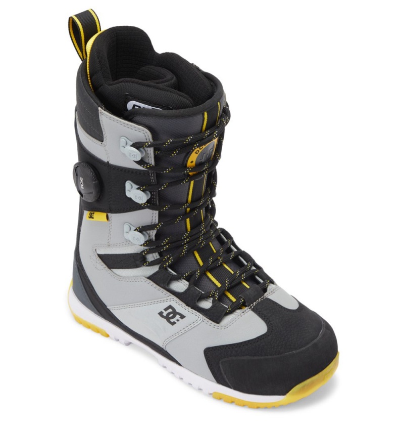 Men's DC Premier Hybrid BOA® Snowboard Boots Black Grey Yellow | UK 91475ZQSA